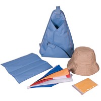 Набор для отдыха: панама, зонтик, дождевик, коврик и рюкзак-холодильник 