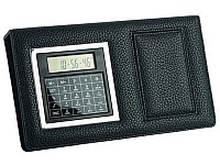 Настольный прибор для канцелярских принадлежностей: калькулятор, рамка для фотографии, отделения для визиток, бумажного блока и скрепок