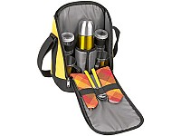 Набор для пикника: термос на 500 мл, 2 кружки, 2 ложки, 2 салфетки, емкости для сахара и специй в удивительно удобной сумке с ремнем на плечо