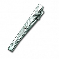 Заколка для галстука S.Quire 66 мм, никель, серебристого цвета с гравировкойV1