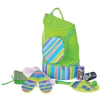 Набор для пляжа: сумка-холодильник, ракетки с мячиком, шлепанцы, полотенце и коврик 