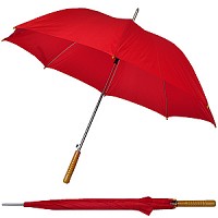  Зонт с деревянной ручкой, полуавтомат; красный