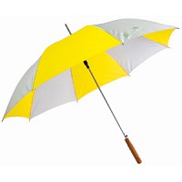 Зонт с деревянной ручкой Бело-Желтый