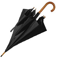 Зонт-трость с деревянной ручкой Черный