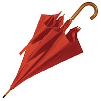 Зонт-трость с деревянной ручкой Красный