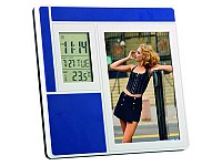 Рамка для фотографии 9х13 см с часами, датой, термометром Blue