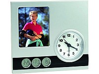 Часы с датой, термометром и рамкой для фотографии 6x9 см Black