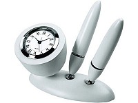 Настольный прибор с часами и двумя ручками. Часы и ручки можно менять местами