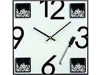 Настенные часы «Today» с 4 рамками для фотографий и маркером на магните, которым можно оставлять записи на циферблате