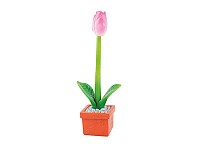 Ручка шариковая в виде тюльпана в горшке, розовая