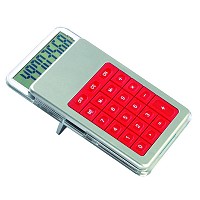 Калькулятор с выдвигающимся дисплеем красный