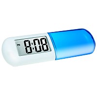 Часы-будильник с отсеком для таблеток синие